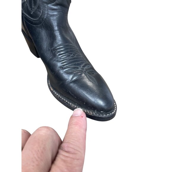 Justin Boots Womans Vintage Black Leather Western mid Calf Boots 6.5B SKU 9561 - Picture 14 of 16